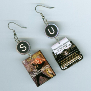book cover typewriter quote earrings $ 18 00 the subterraneans book ...