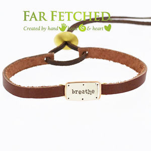 Leather-Quote-Bracelet-Cuff-Word-Bracelet-Breathe-Far-Fetched-Jewelry ...