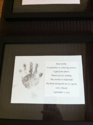 God parent gift, handprint in black shadow box frame