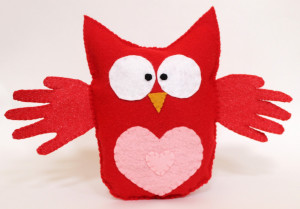 Valentine's Day Craft-- Felt Hand Print Owl Stuffed Toy