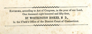 Registration by the author in 1854 on page opposite the title page