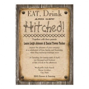 Western Style Eat, Drink and Get Hitched Wedding Custom Invite from ...