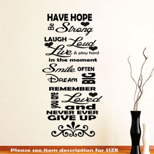 Family Love Have Hope Inspirational Wall Quotes Wall Art Stickers ...