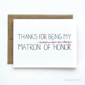 Thanks For Being My Matron Of Honor - Matron Of Honor Thank You Card