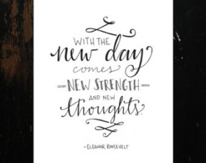 New Day New Strength Eleanor Roosevelt Hand Lettering Printable