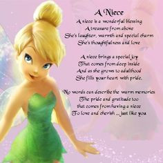 Personalised Coaster - Niece Poem - Tinkerbell Design + FREE GIFT BOX