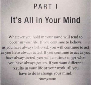 Its All in Your Mind... If you want different results in your life or ...