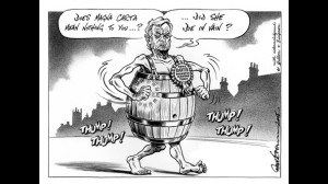 Cartoon entitled 'Does Magna Carta mean nothing to you?' and featuring ...