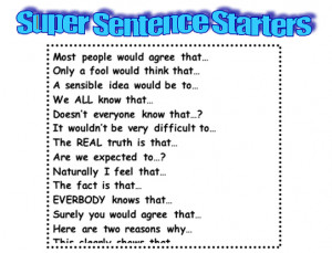 Persuasive Essay Sentence Starters