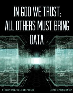 In God we trust; all others must bring data. — W. Edwards Deming ...