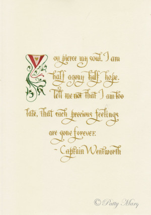 Captain Wentworth's Love Letter done in calligraphy