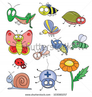 stock-vector-cartoon-hand-drawn-cute-insects-set-vector-illustration