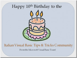 Happy 10th Birthday to the Italian VB Tips and Tricks Community! (Lisa ...