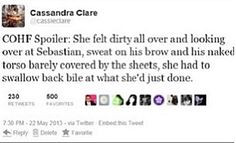 by Cassie. Some girl (my guess is Clary Fray) slept with Sebastian ...