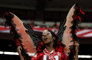 crazy Atlanta Falcons fan dressed in wings, face paint, and a Falcons ...