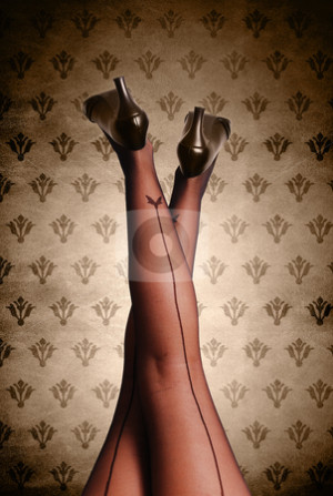 Beautiful woman legs in stockings stock photo, Beautiful woman legs in ...