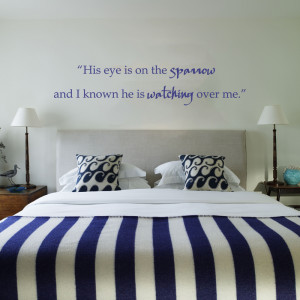 ... Sparrow and I know He watches me Vinyl Wall Decal Script Bible Quote