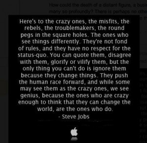 ... someone had posted this quote from the late Steve Jobs on Facebook