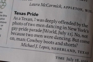 Texan Offended By Pride Parade But Not For Reason You Think (PICTURE)