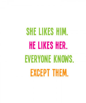 She likes him, he likes her. Everyone knows, except them