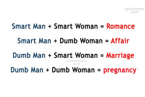 Funny Quote: Smart Man + Smart Woman = Romance...