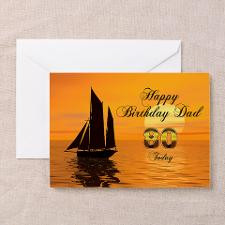 80th Birthday card for Dad with sunset yacht Greet for