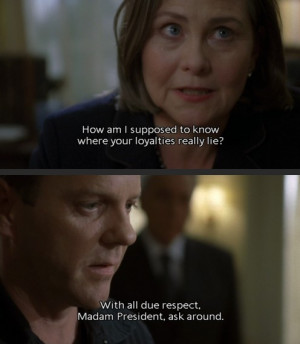 President Allison Taylor and Jack Bauer, 24, Season 7. 