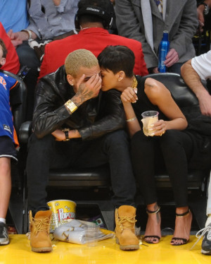 Chris Brown and Rihanna -- Together at Lakers Game
