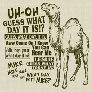 on a wednesday therefore we always go guess what day it is hump day ...