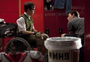Artie asking Finn to be on the football team.