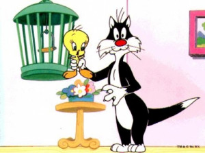 Sylvester only thinks about one thing...Tweety bird.