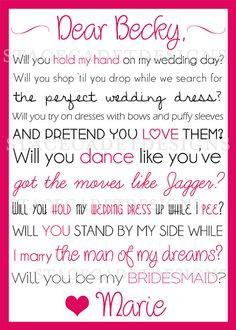 ... Printable Will You Be My Bridesmaid or Maid of Honor Card Digital File