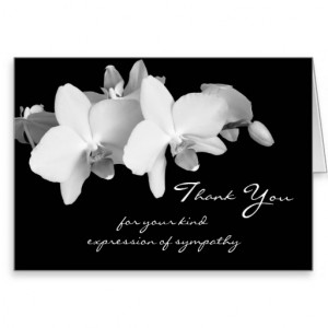 Sympathy Memorial Thank You Note Card -- Orchids