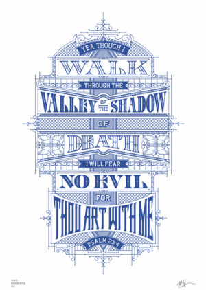 Inspirational quotes: Psalm 23 poster 'Ink Blue'