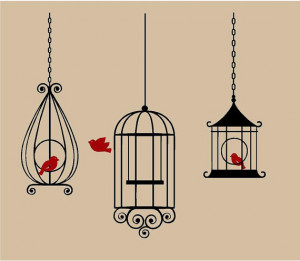 BIRD CAGES Hanging Vinyl Wall Decal Decor Wall Lettering Words Quotes ...