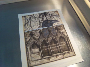 Raven fabric panel handmade Edgar Allan Poe quote scrapbooking supply ...