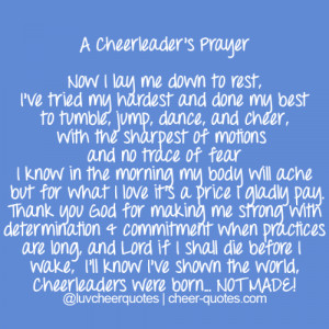Cheerleader’s PrayerNow I lay me down to rest,I’ve tried my ...