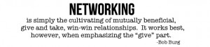 Networking is simply the cultivating of mutually beneficial, give and ...