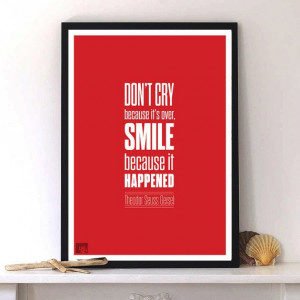 Dr.Seuss smile life quote motivational inspirational print poster art ...