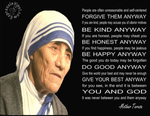 Mother Teresa Wall Quote | Do It Anyways