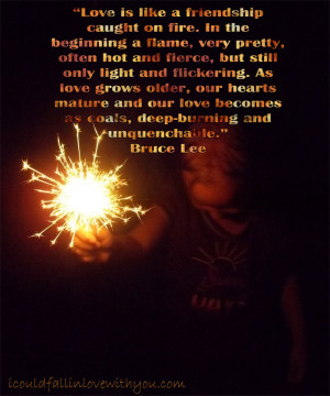 Love is like a friendship caught on fire. In the beginning a flame ...