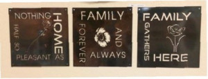 Set of 3 Metal wall plaques with Happiness and joy quotes