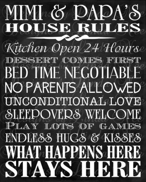 Printable Mimi and Papa's House Rules -Subway Art Wall Printable- You ...
