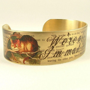 Cheshire Cat Brass Cuff - We're All Mad Here - Alice In Wonderland ...