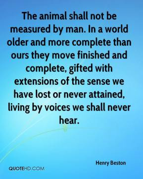 Henry Beston - The animal shall not be measured by man. In a world ...