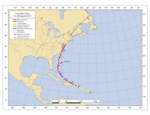The track and strength of Hurricane Irene. Click on the image for a ...