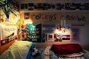 room- filled with quotes, phrases and pictures. 