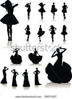 illustration set of various beautiful model girls in dress.Lady girls ...