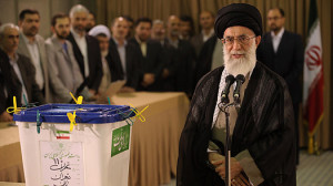 Supreme Leader Ayatollah Ali Khamenei speaks at a public gathering at ...