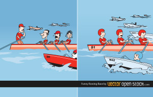 Funny Rowing Race Free Vector